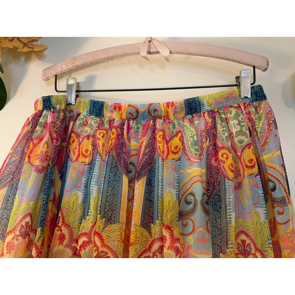 Vintage 90’s Chadwick’s Floral Maxi Skirt Sz Large Elastic Waist Sheer Cottage F - Picture 9 of 9